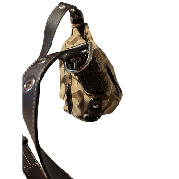 COACH Handbag Shoulder Bag Logo Canvas Leather Beige women's USED FROM JAPAN - Picture 3 of 11